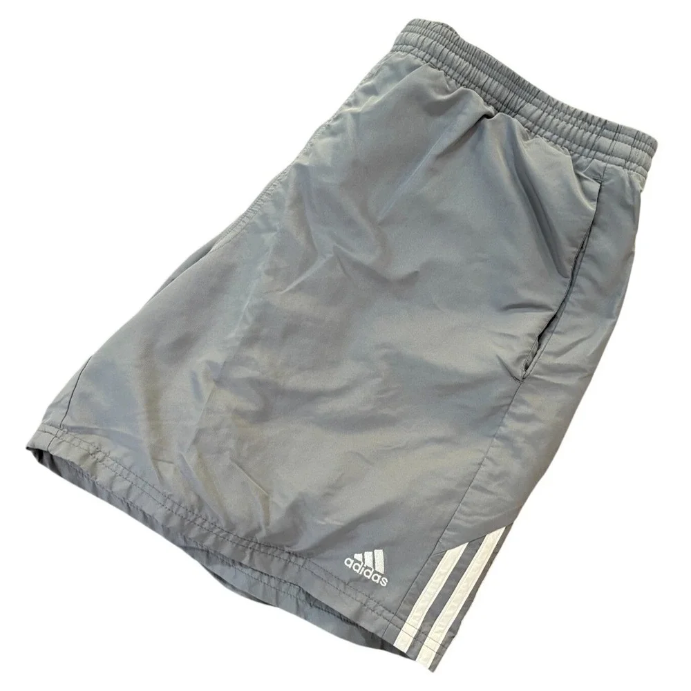 ADIDAS Athletic‎ Shorts Mens Gray Climacool Drawstring Running Gym